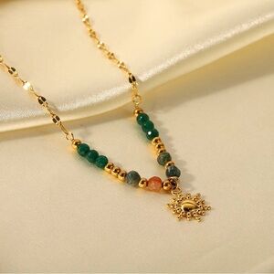 18K Gold Plated Natural Stone Beaded Necklace